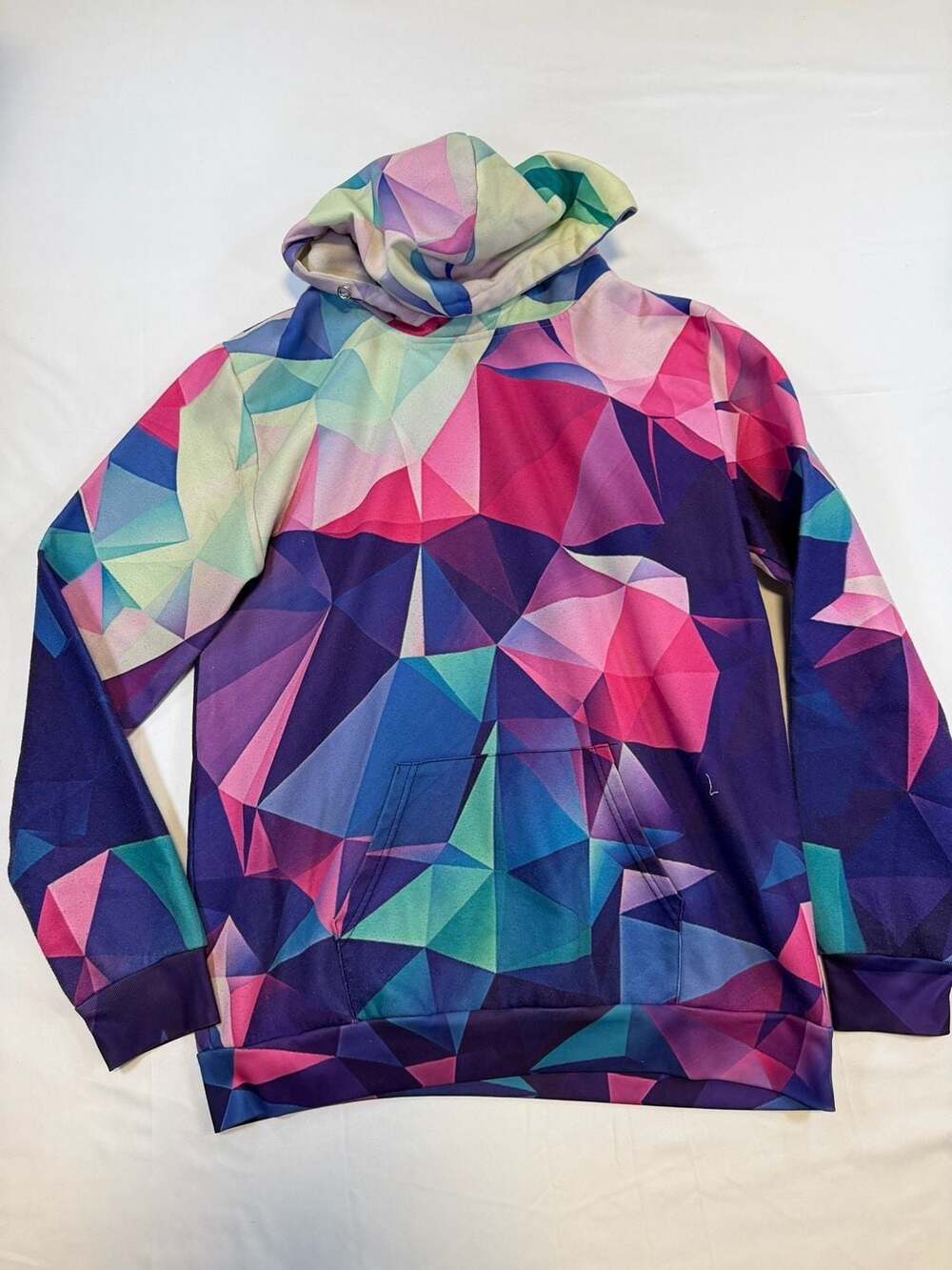 AIDEAONE Geometric Crystal Print Hoodie